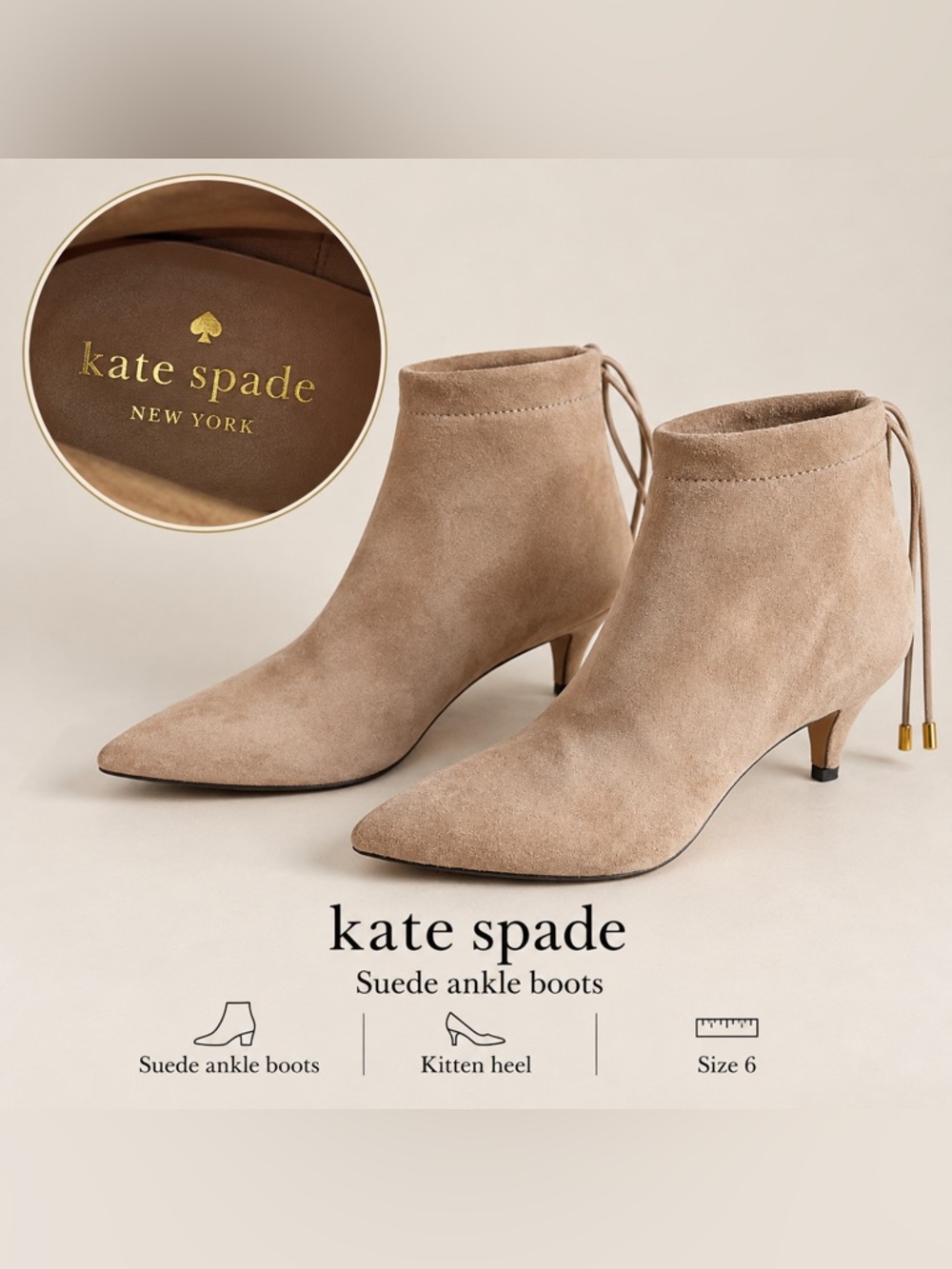 Kate Spade New York Suede Ankle Boots – Size 6